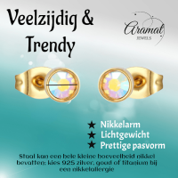 Goudkleurige AB kristal oorbellen &acirc;&euro;&ldquo; 5 mm -