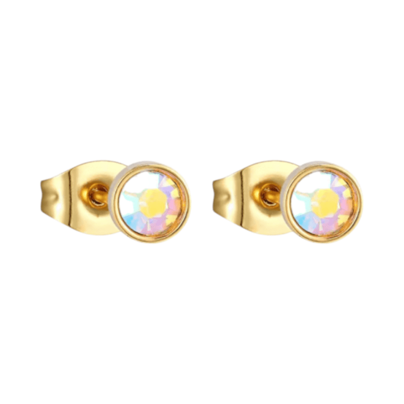 Goudkleurige oorbellen met AB kristal &acirc;&euro;&ldquo; 4 mm -