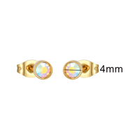 Goudkleurige oorbellen met AB kristal &acirc;&euro;&ldquo; 4 mm -