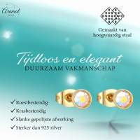 Goudkleurige oorbellen met AB kristal &acirc;&euro;&ldquo; 4 mm -