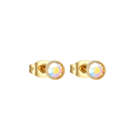 Goudkleurige oorbellen met AB kristal &acirc;&euro;&ldquo; 4 mm -