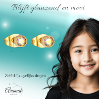 Goudkleurige kristallen oorbellen met AB glans &acirc;&euro;&ldquo; 3 mm -