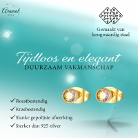 Goudkleurige kristallen oorbellen met AB glans &acirc;&euro;&ldquo; 3 mm -
