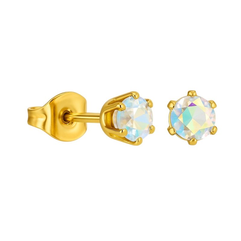 Goudkleurige AB zirkonia oorbellen &acirc;&euro;&ldquo; 5 mm -