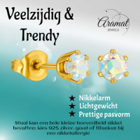 Goudkleurige AB zirkonia oorbellen &acirc;&euro;&ldquo; 5 mm -