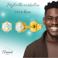 Goudkleurige AB zirkonia oorbellen &acirc;&euro;&ldquo; 5 mm -