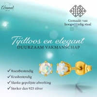 Goudkleurige AB zirkonia oorbellen &acirc;&euro;&ldquo; 5 mm -