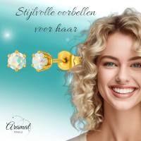Goudkleurige AB zirkonia oorbellen &acirc;&euro;&ldquo; 5 mm -