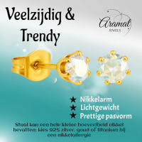 Goudkleurige AB zirkonia oorbellen &acirc;&euro;&ldquo; 4 mm -
