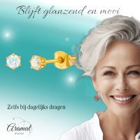 Goudkleurige AB zirkonia oorbellen &acirc;&euro;&ldquo; 3 mm -