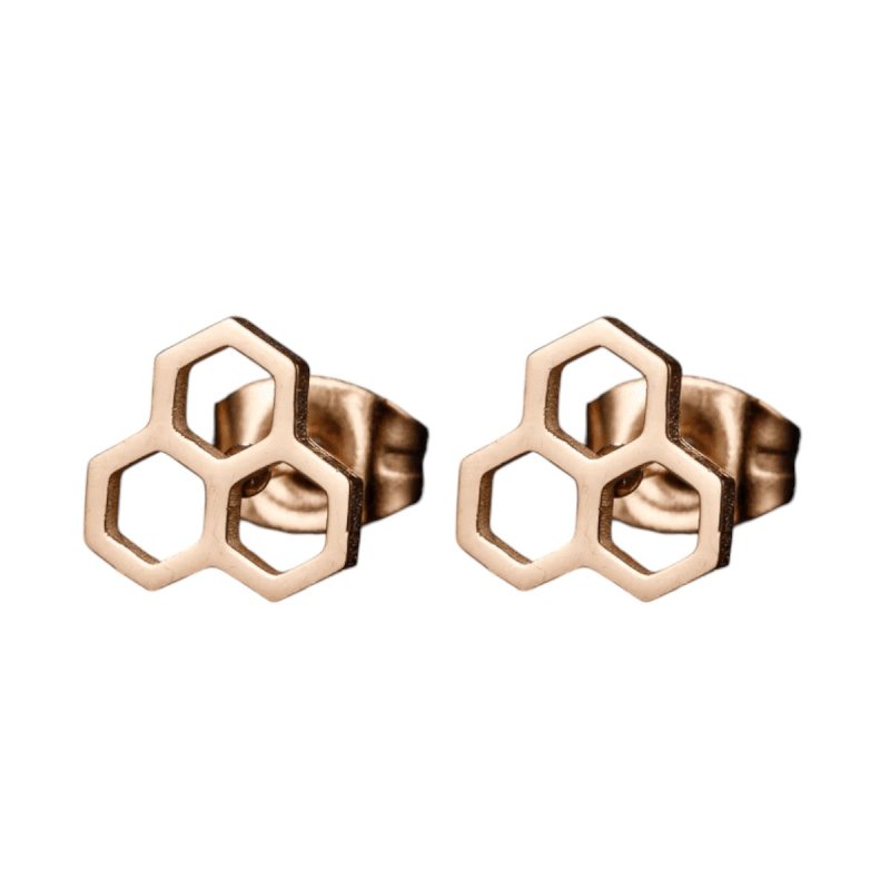Honingraat oorbellen ros&Atilde;&copy;kleur &acirc;&euro;&ldquo; 8 mm -
