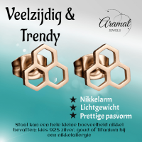 Honingraat oorbellen ros&Atilde;&copy;kleur &acirc;&euro;&ldquo; 8 mm -