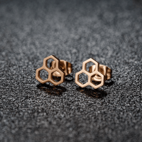 Honingraat oorbellen ros&Atilde;&copy;kleur &acirc;&euro;&ldquo; 8 mm -