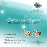 Honingraat oorbellen ros&Atilde;&copy;kleur &acirc;&euro;&ldquo; 8 mm -