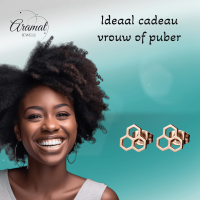 Honingraat oorbellen ros&Atilde;&copy;kleur &acirc;&euro;&ldquo; 8 mm -