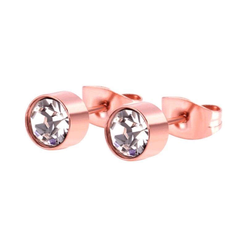 Ros&Atilde;&copy;kleurige kristallen oorstekers &acirc;&euro;&ldquo; 6 mm -