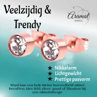 Ros&Atilde;&copy;kleurige kristallen oorstekers &acirc;&euro;&ldquo; 6 mm -