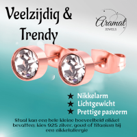 Ros&Atilde;&copy;kleurige kristallen oorstekers &acirc;&euro;&ldquo; 5 mm -