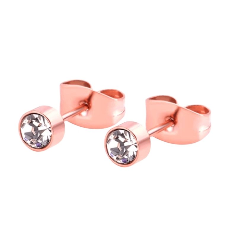 Ros&Atilde;&copy;kleurige kristallen oorstekers &acirc;&euro;&ldquo; 4 mm -