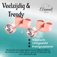 Ros&Atilde;&copy;kleurige kristallen oorstekers &acirc;&euro;&ldquo; 4 mm -