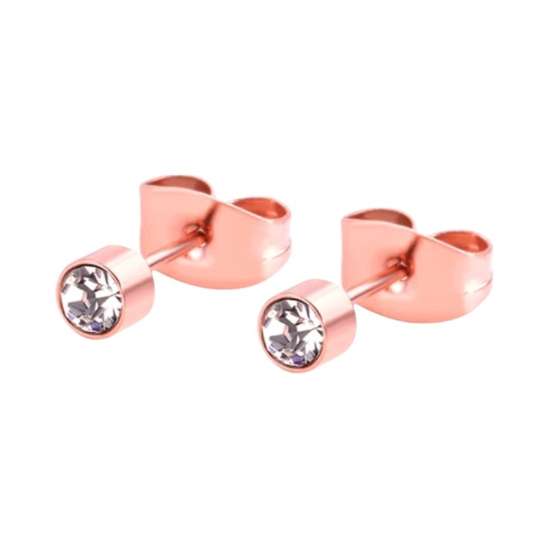 Ros&Atilde;&copy;kleurige kristal oorstekers &acirc;&euro;&ldquo; 3 mm -