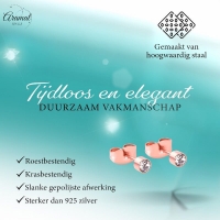 Ros&Atilde;&copy;kleurige kristal oorstekers &acirc;&euro;&ldquo; 3 mm -