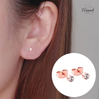 Ros&Atilde;&copy;kleurige kristal oorstekers &acirc;&euro;&ldquo; 3 mm -