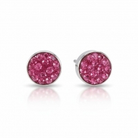 Zilverkleurige oorstekers met fuchsia roze kristallen &acirc;&euro;&ldquo; 6 mm -