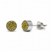 Zilverkleurige oorstekers met olijfgroen kristal &acirc;&euro;&ldquo; 6 mm -