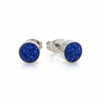 Zilverkleurige oorstekers met donkerblauw kristal &acirc;&euro;&ldquo; 6 mm -
