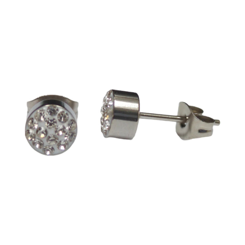 Zilverkleurige oorstekers met transparant kristal &acirc;&euro;&ldquo; 6 mm -