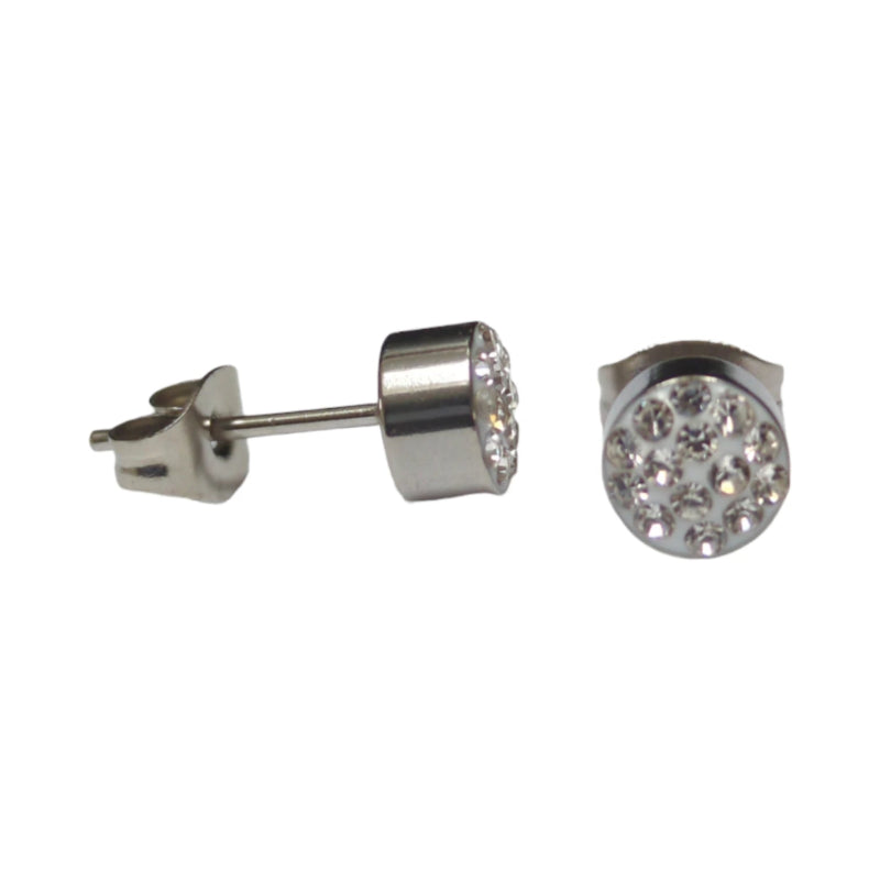 Zilverkleurige oorstekers met transparant kristal &acirc;&euro;&ldquo; 6 mm -