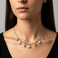 Zilverkleurige bedelketting met echte schelpen &acirc;&euro;&ldquo; 40+5 cm - Dames