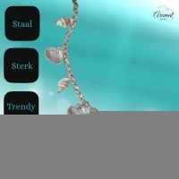 Zilverkleurige bedelketting met echte schelpen &acirc;&euro;&ldquo; 40+5 cm - Dames
