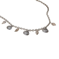 Zilverkleurige bedelketting met echte schelpen &acirc;&euro;&ldquo; 40+5 cm - Dames