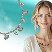 Zilverkleurige bedelketting met echte schelpen &acirc;&euro;&ldquo; 40+5 cm - Dames
