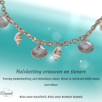 Zilverkleurige bedelketting met echte schelpen &acirc;&euro;&ldquo; 40+5 cm - Dames