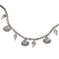 Zilverkleurige bedelketting met echte schelpen &acirc;&euro;&ldquo; 40+5 cm - Dames