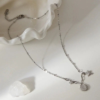 Zilverkleurige bedelketting met zeester, schelp & zirkonia &acirc;&euro;&ldquo; 40+5 cm - Dames