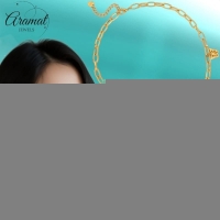 Goudkleurige bedelketting met parel, emaille & steen &acirc;&euro;&ldquo; 40+5 cm - Dames