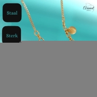Goudkleurige bedelketting met roze emaille & parel &acirc;&euro;&ldquo; 40+5 cm - Dames