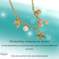 Goudkleurige bedelketting met roze emaille & parel &acirc;&euro;&ldquo; 40+5 cm - Dames