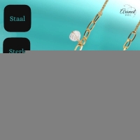 Goudkleurige damesketting met parel & kristalbedels &acirc;&euro;&ldquo; 45+5 cm - Dames