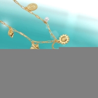 Goudkleurige damesketting met parel en bedels &acirc;&euro;&ldquo; 45+5 cm - Dames