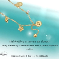 Goudkleurige damesketting met parel en bedels &acirc;&euro;&ldquo; 45+5 cm - Dames