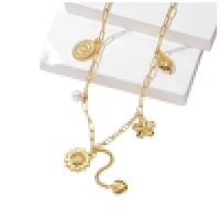 Goudkleurige damesketting met parel en bedels &acirc;&euro;&ldquo; 45+5 cm - Dames