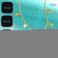 Goudkleurige damesketting met zee-bedels & parel &acirc;&euro;&ldquo; 45 cm - Dames