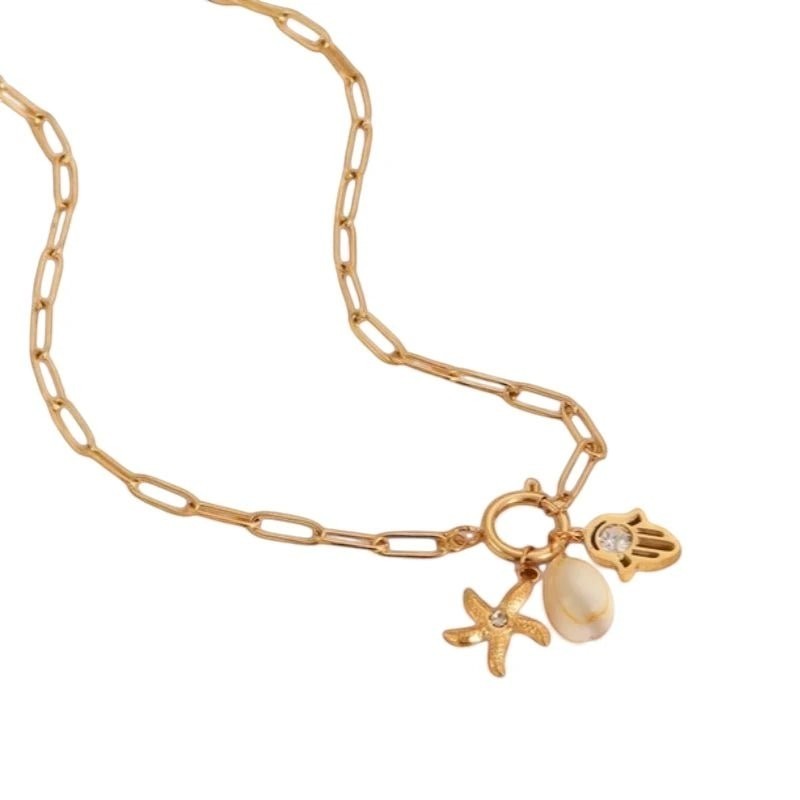 Goudkleurige ketting met verwisselbare bedels &acirc;&euro;&ldquo; 45 cm - Dames