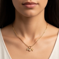 Goudkleurige ketting met verwisselbare bedels &acirc;&euro;&ldquo; 45 cm - Dames