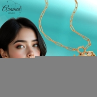 Goudkleurige ketting met verwisselbare bedels &acirc;&euro;&ldquo; 45 cm - Dames